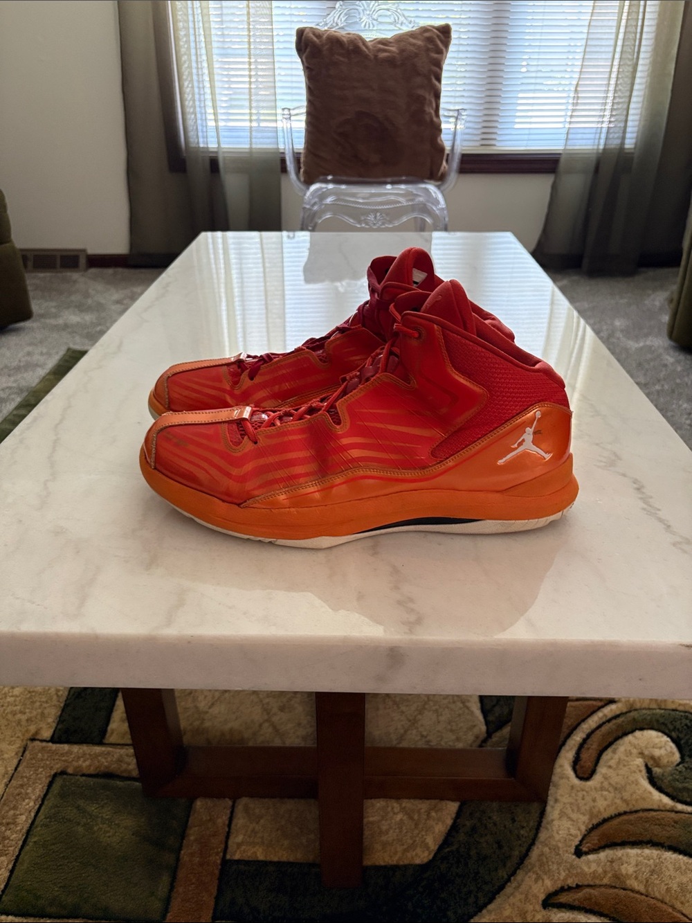 Jordan Men’s Red-Orange High-Top Basketball Shoes
